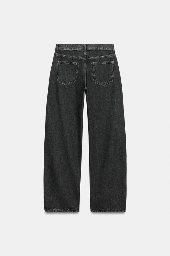 Zara - Zw Collection Curved Straight Low-Rise Jeans - Mid-Blue - 14 - Woman | Zara UK
