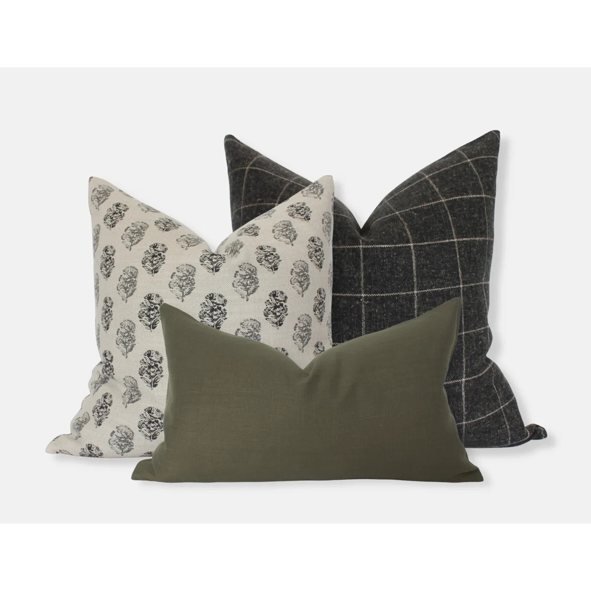 Modern Pillow Set Of 3, Throw Pillows For Couch Green | Wayfair North America