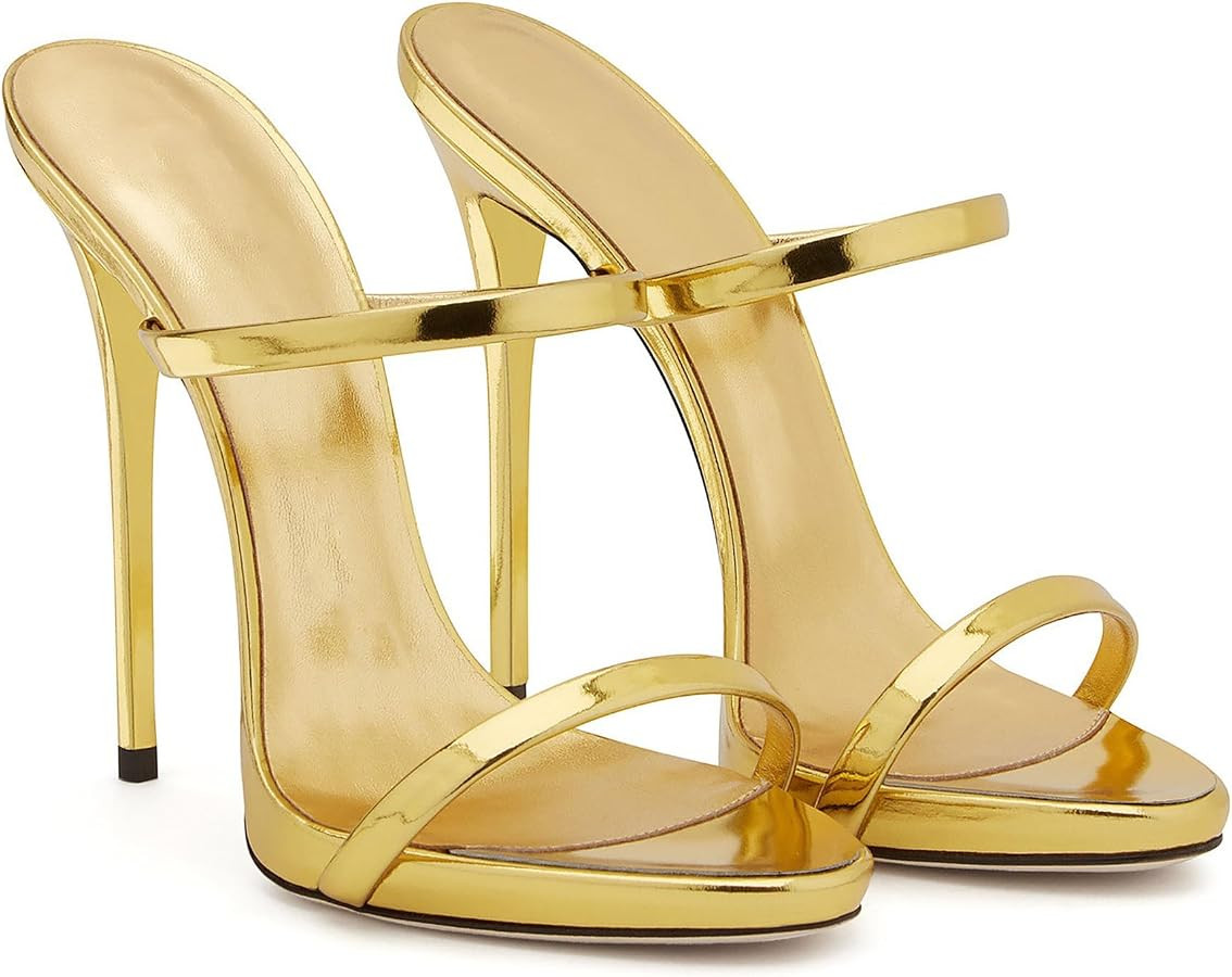 Sexy Party High Heels Sandals Fashion Open Toe Solid Color Stiletto Heel Leather Sandals Classic ... | Amazon (US)