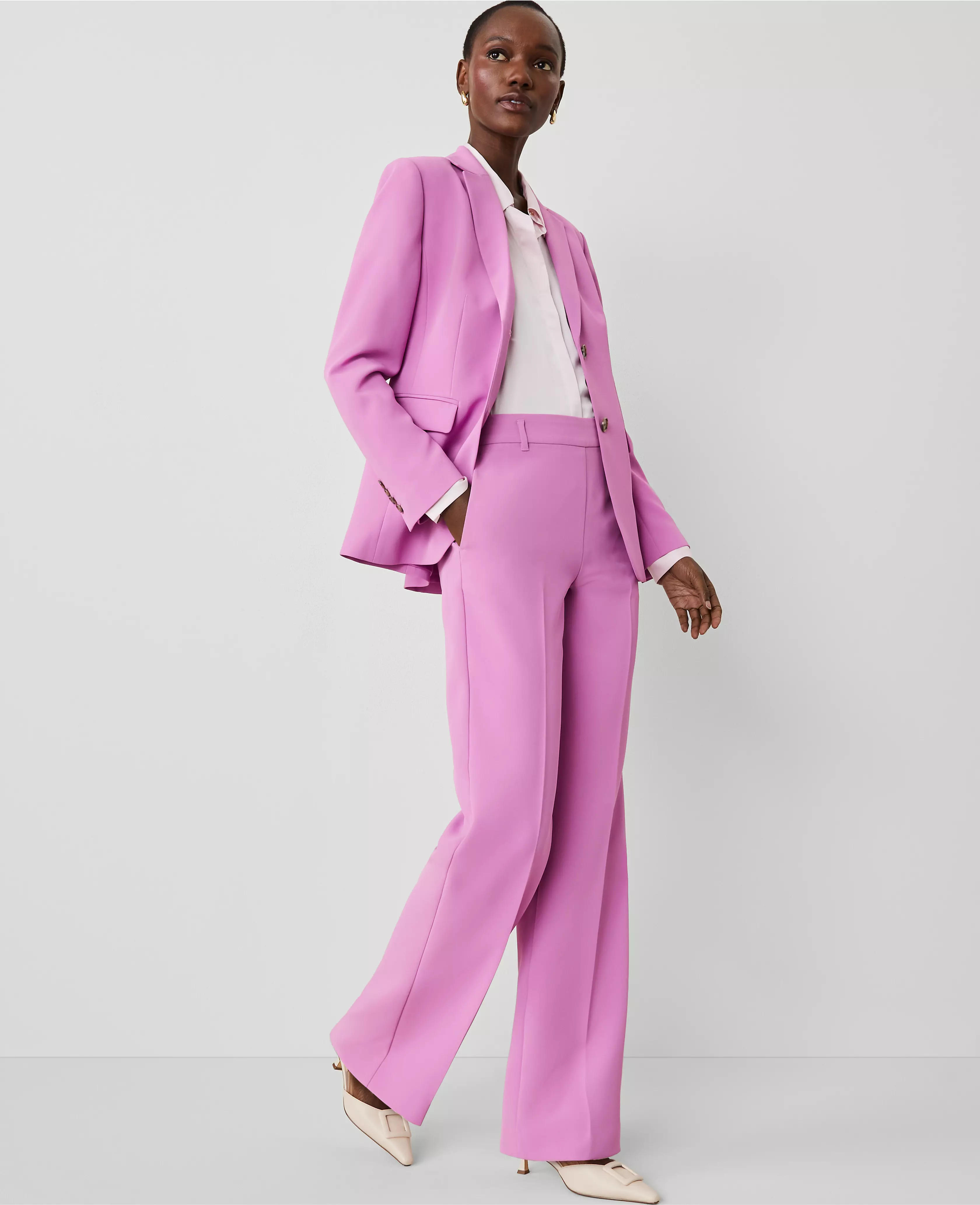 The Side-Zip Straight Pant in Fluid Crepe | Ann Taylor