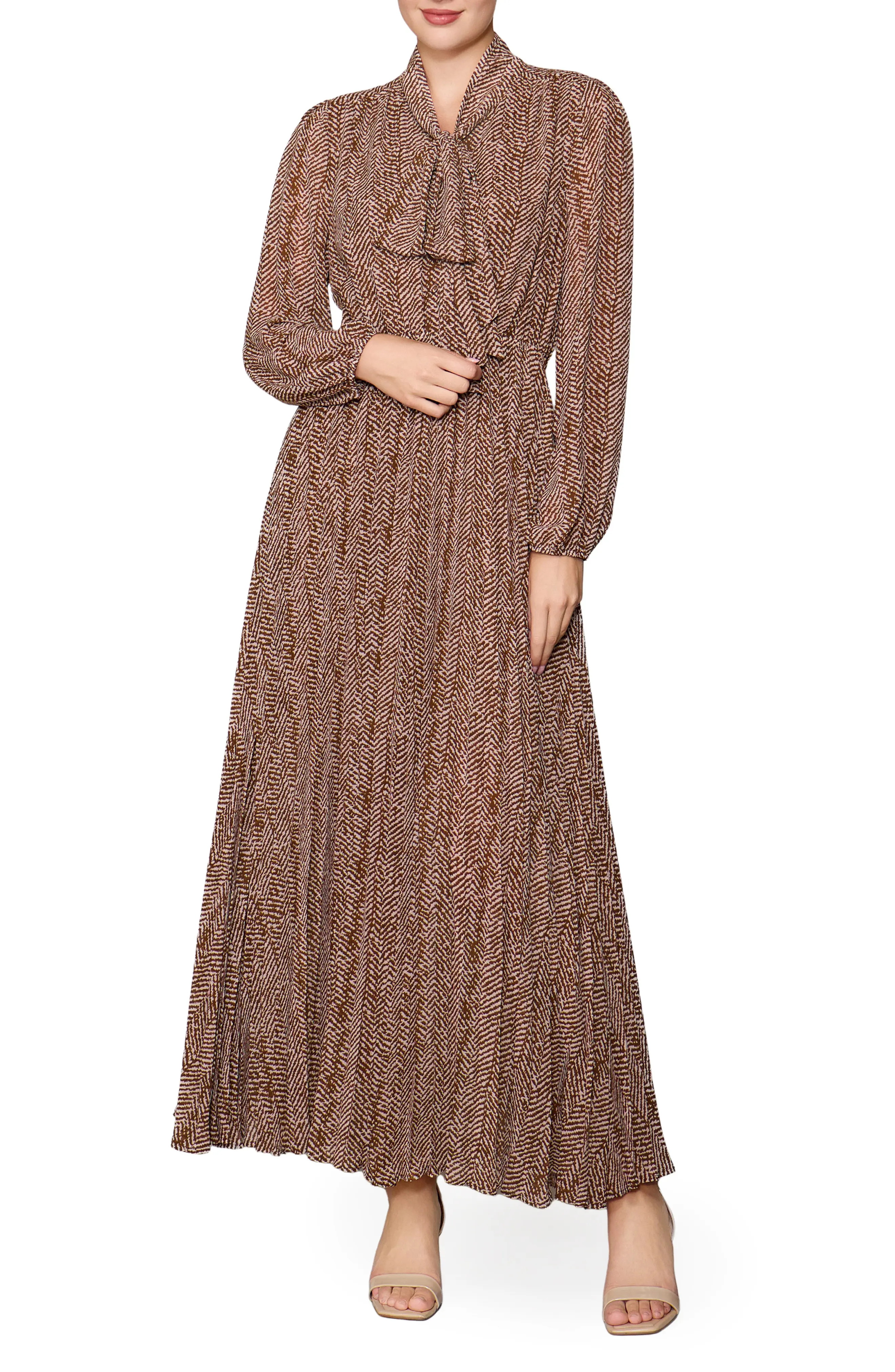 MELLODAY Pleated Long Sleeve Maxi Dress (Women) | Nordstrom | Nordstrom