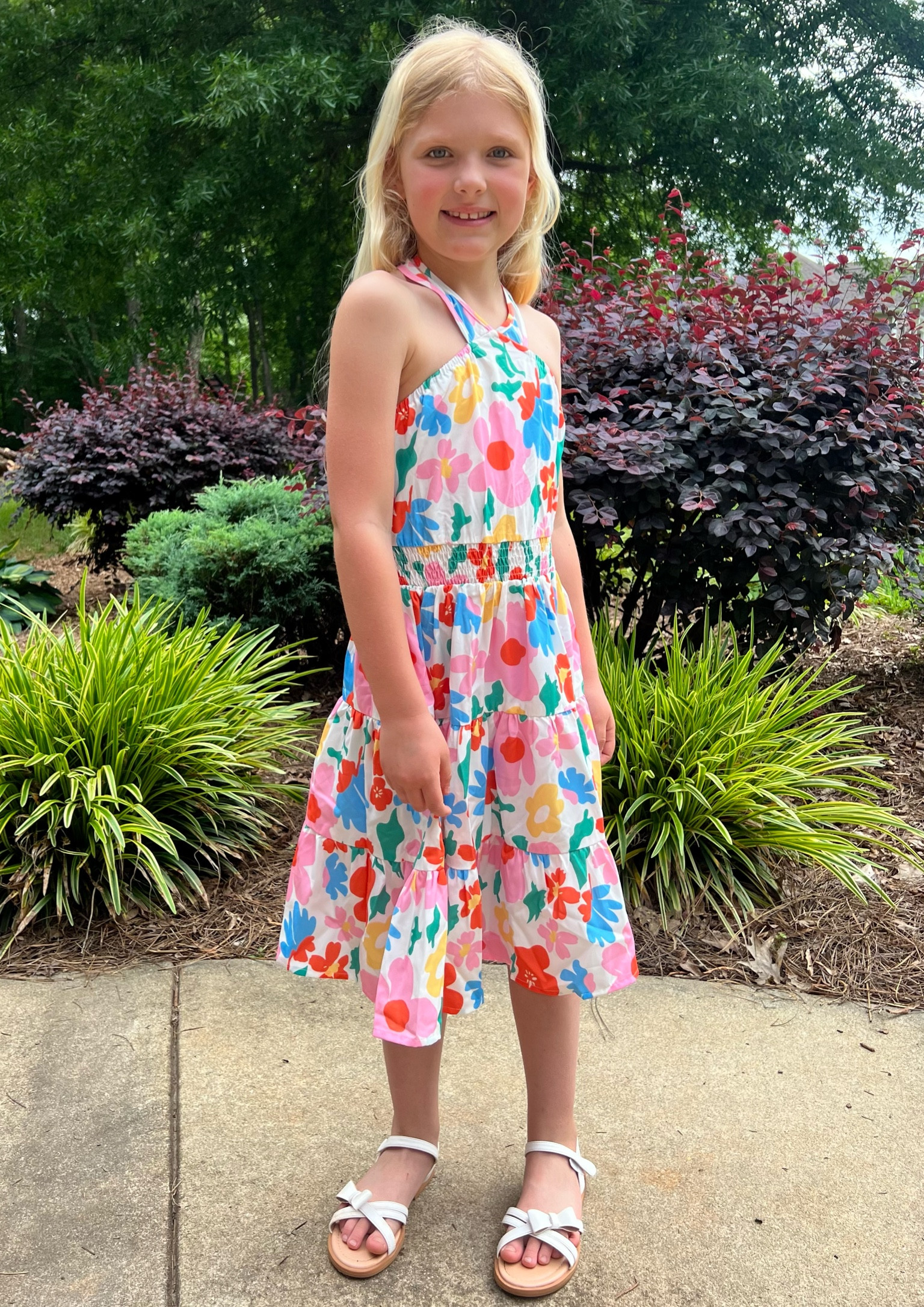 Girls Amazon fashion halter floral dress summer and spring look. True to size. 

#LTKfamily #LTKFind #LTKkids