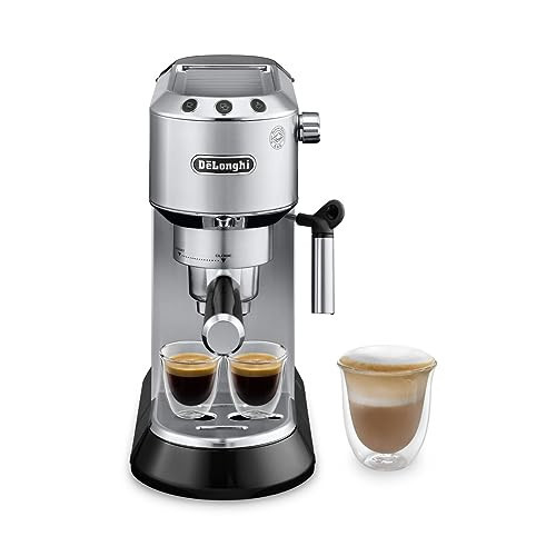 De’Longhi Dedica Espresso Machine with Manual Milk Frother, 15-Bar Pump & Adjustable Tray - Home Barista Coffee Maker for Espresso, Latte, Cappuccino & Iced Coffee - Italian Stainless Steel Design | Amazon (US)