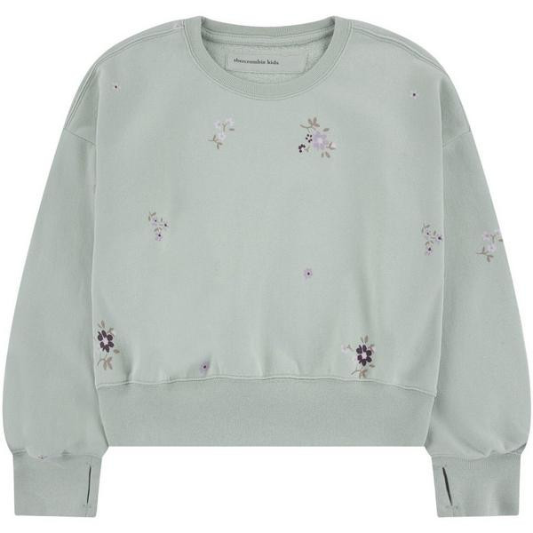 Girls' abercrombie kids Logo Crewneck Sweatshirt 13/14 Aqua Grey Heather | Scheels Sports