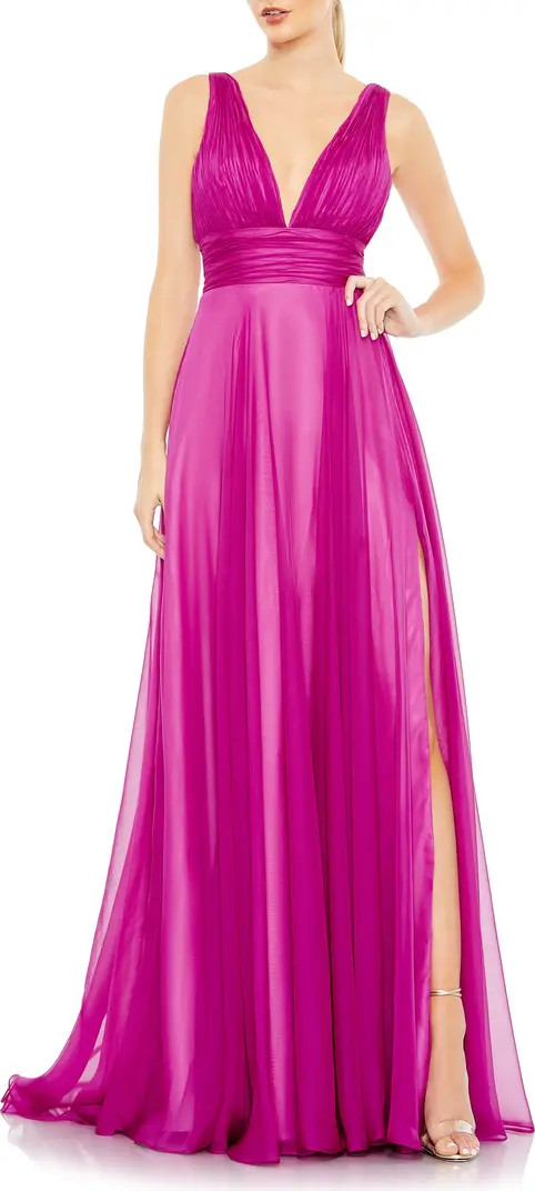 Ruched Chiffon A-Line Gown | Nordstrom