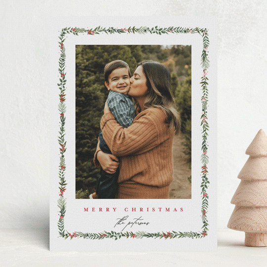 "Holly & Jolly" - Customizable Foil-pressed Holiday Cards in Red by Susan Moyal. | Minted