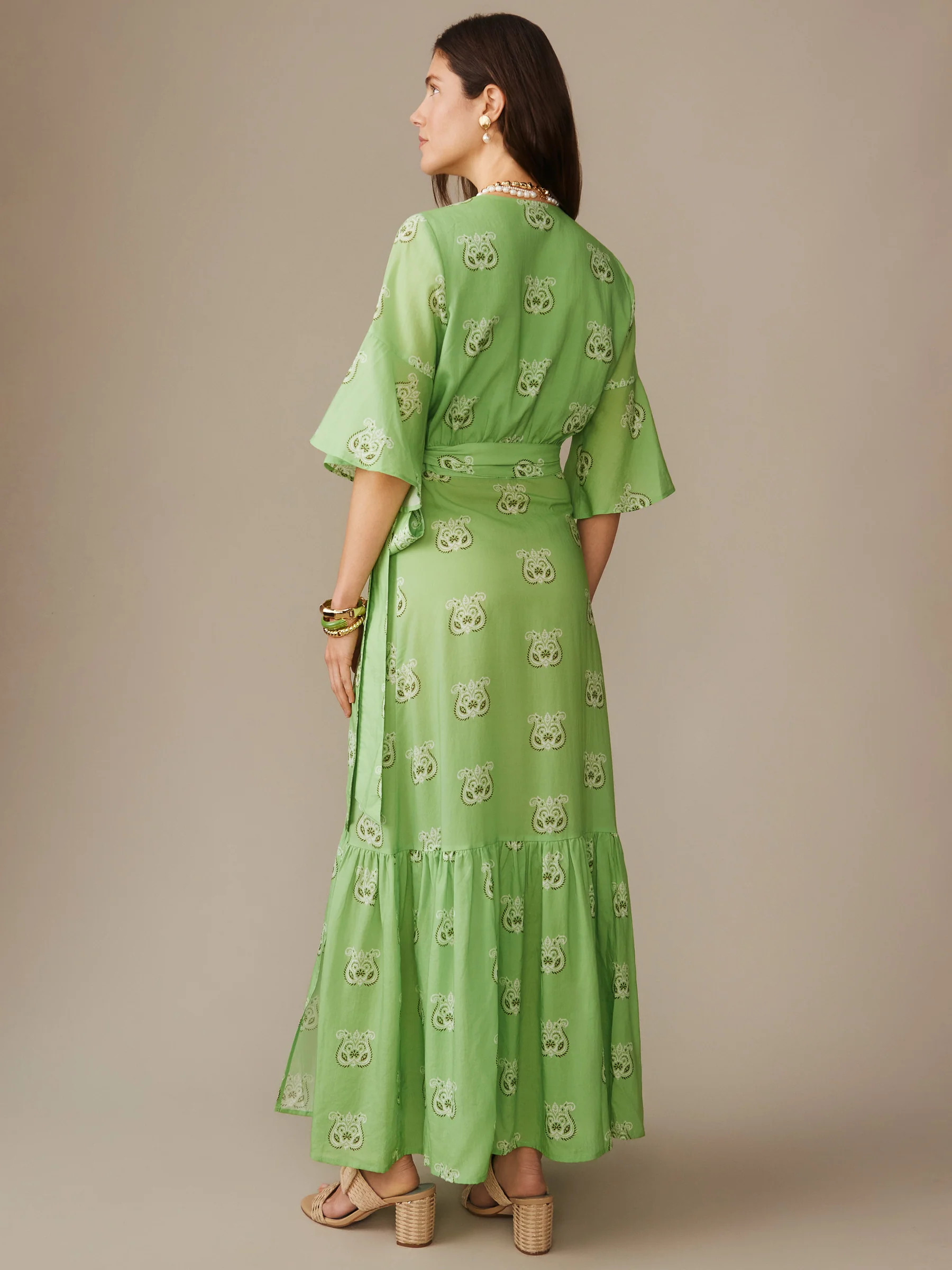 Green/White Siesta Emily Wrap Dress | Women's Dresses | J.McLaughlin | J.McLaughlin