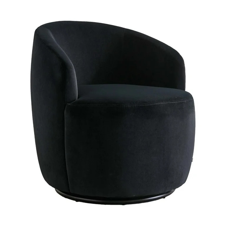 Accent Armchair, Velvet 360° Swivel Barrel Chair for Living Room - Black - Walmart.com | Walmart (US)