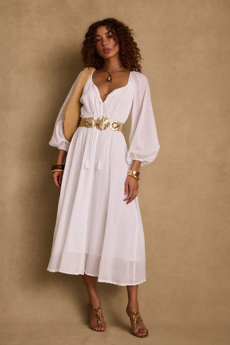Danika White Linen Maxi Dress | 12th Tribe