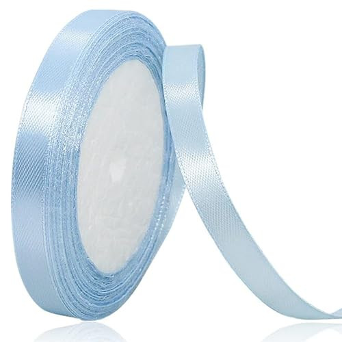Light Blue Satin Ribbon, Fabric Baby Blue Silk Ribbon 3/8 Inch x 25 Yards for Gift Wrapping, Hair Bows Making, Flower Bouquet, DIY Sewing Projects, Wedding Party | Amazon (US)