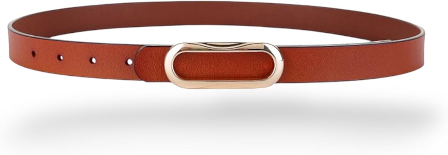 Women's Belt Genuine Leather Belts Durable Waistband With Gold Color Oval Buckle For Pants, Jeans | Amazon (US)