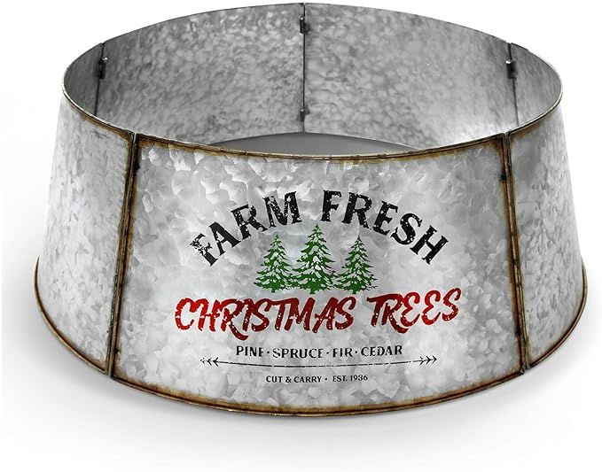 Hallops Galvanized Tree Collar - Large to Small Christmas Tree. Adjustable Metal Skirt, Christmas... | Amazon (US)