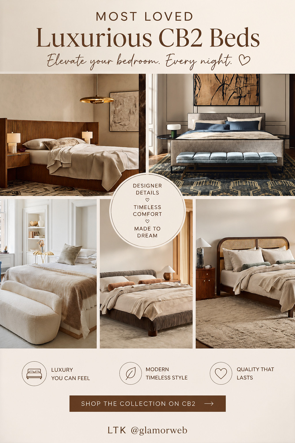 If your vibe is clean, cozy, and expensive-looking… these CB2 beds are everything 😍✨ the structured frames, soft upholstered details, and that modern aesthetic just make your whole room feel elevated. It’s one of those pieces that makes everything else look better. Like yes… this is the kind of bedroom you never want to leave 🤍

#CB2 #BedroomGoals #LuxuryBedroom #ModernDesign #HomeInspo #InteriorGoals #NeutralAesthetic #CozyVibes #AestheticHome #DreamRoom #HomeDecorInspo #MinimalHome #LTKHome #LTKFinds #ChicLiving #ElegantHome #BedInspo #LuxuryStyle #ModernAesthetic #HomeStyling #InteriorDecor 

 #LTKSeasonal #LTKHome #LTKSaleAlert