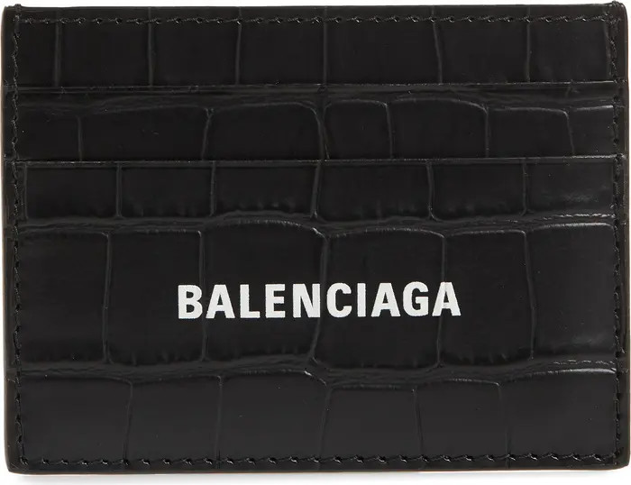 Logo Croc Embossed Leather Card Case | Nordstrom