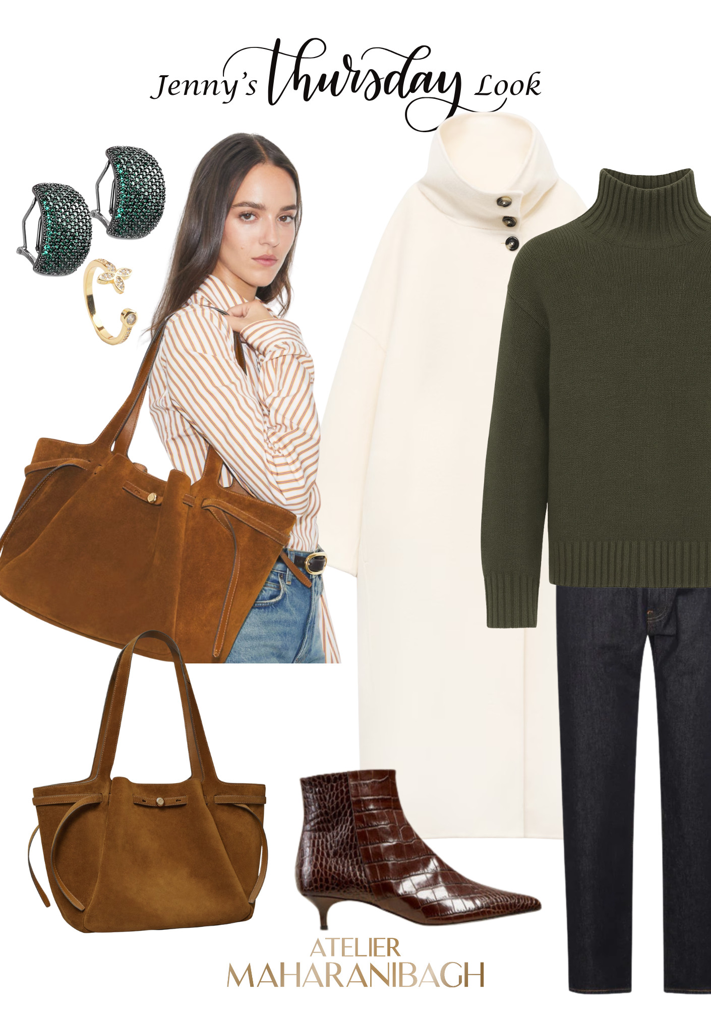 Jenny’s Thursday Look 🤎

Warm neutrals, soft suedes, and forest-green cosiness. A calm, grounded look for busy days.

#ThursdayOutfit #EffortlessStyle #AtelierMaharanibagh 

 