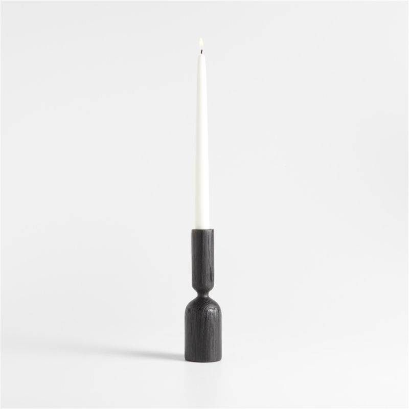 Asker Black Wood Taper Candle Holder 8.5" + Reviews | Crate & Barrel | Crate & Barrel