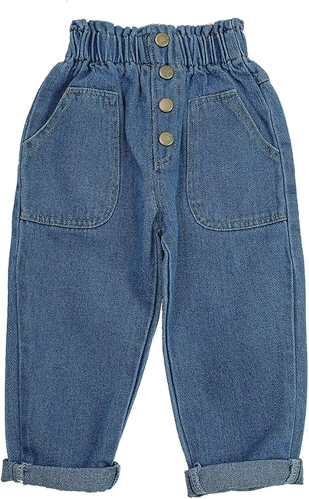 Toddler Baby Girl Jeans Casual High Waisted Wide Leg Pant Straight Denim Jean Trousers Baggy | Amazon (US)