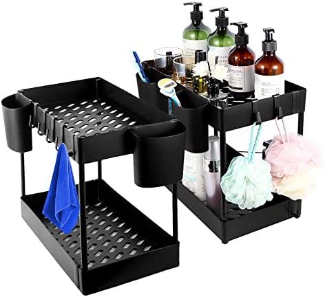 SBD 2 Pack Under Sink Organizers and Storage, 2-tier Cabinet Organizer for Bathroom and Kitchen w... | Amazon (US)