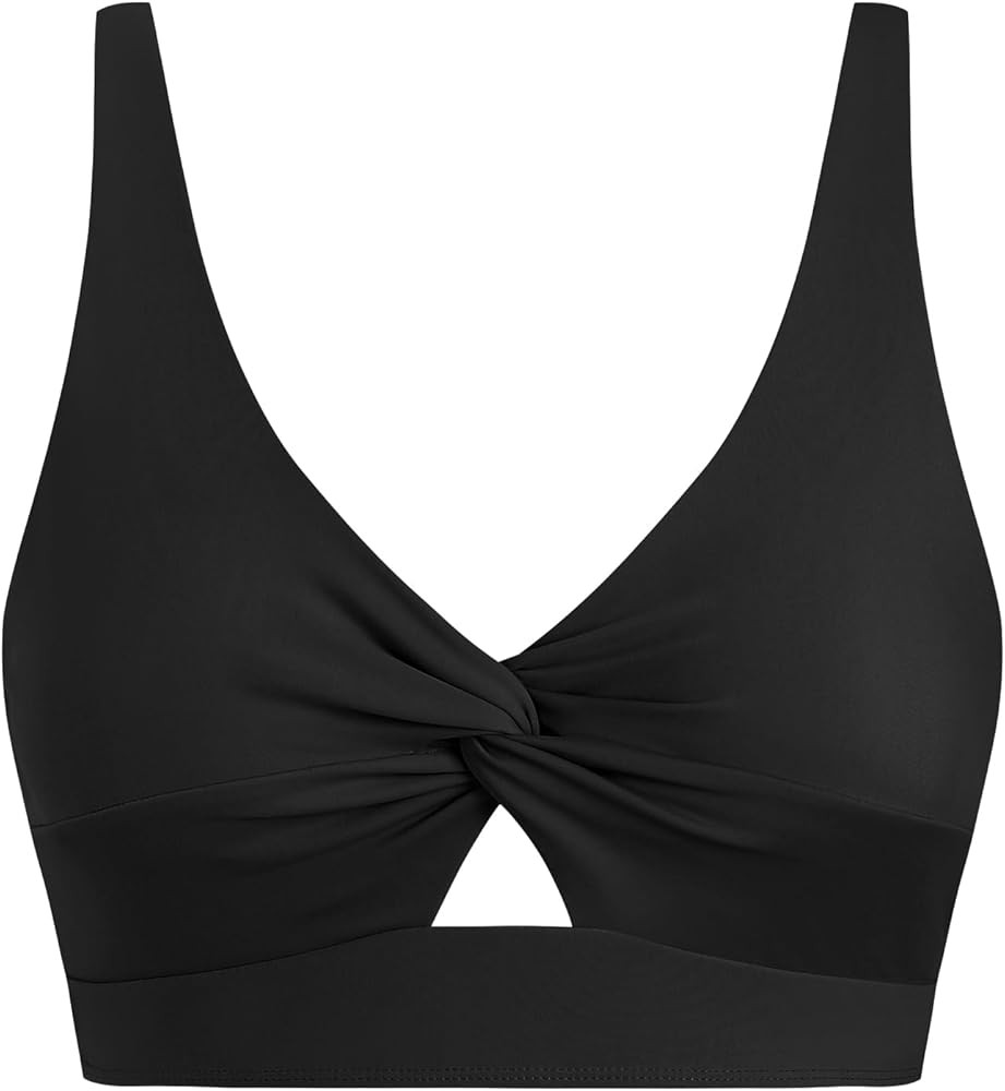 ZAFUL Cropped Bikini Tops for Women Twist Front Tankini Tops Beach Padded Swimsuit Cut Out Bathin... | Amazon (US)