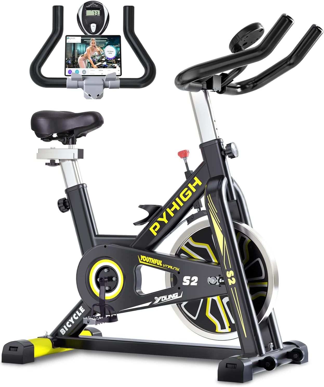 PYHIGH Stationary Exercise Bike for Home Indoor Cycling Bikes Excersize Bike Comfortable Seat Cushio | Amazon (US)