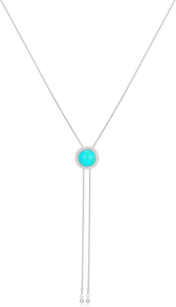 Western Cowgirl Necklace for Women Lariat Long Chain Hat Bull Head Turquoise Y Necklaces Cowboy B... | Amazon (US)