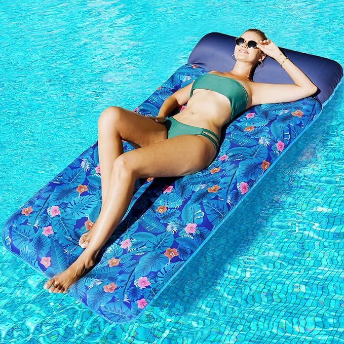 FindUWill Oversized Pool Float Lounge, 72" X 37" Extra Large Fabric-Covered Pool Floats for Adult... | Amazon (US)