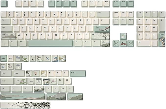 YUNZII Spring Tea Dye Sub PBT Keycaps,145 Full Keys Dye Sublimation PBT Custom Keycap Set with Ke... | Amazon (US)