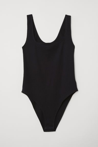 H & M - Ribbed Bodysuit - Black | H&M (US)