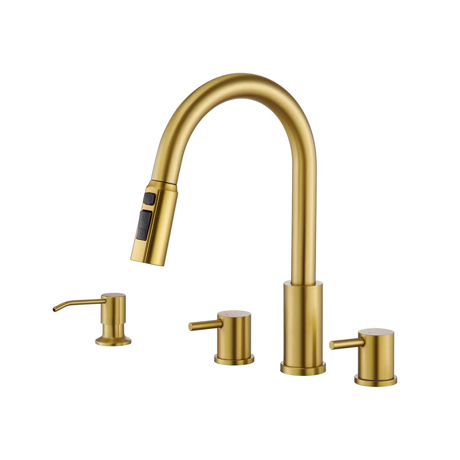 KHKFY Brushed Gold Kitchen Faucet with Pull Down Sprayer Soap Dispenser and Separate Handle High Arch Stainless Steel Sink Faucet one_size | Lowe's