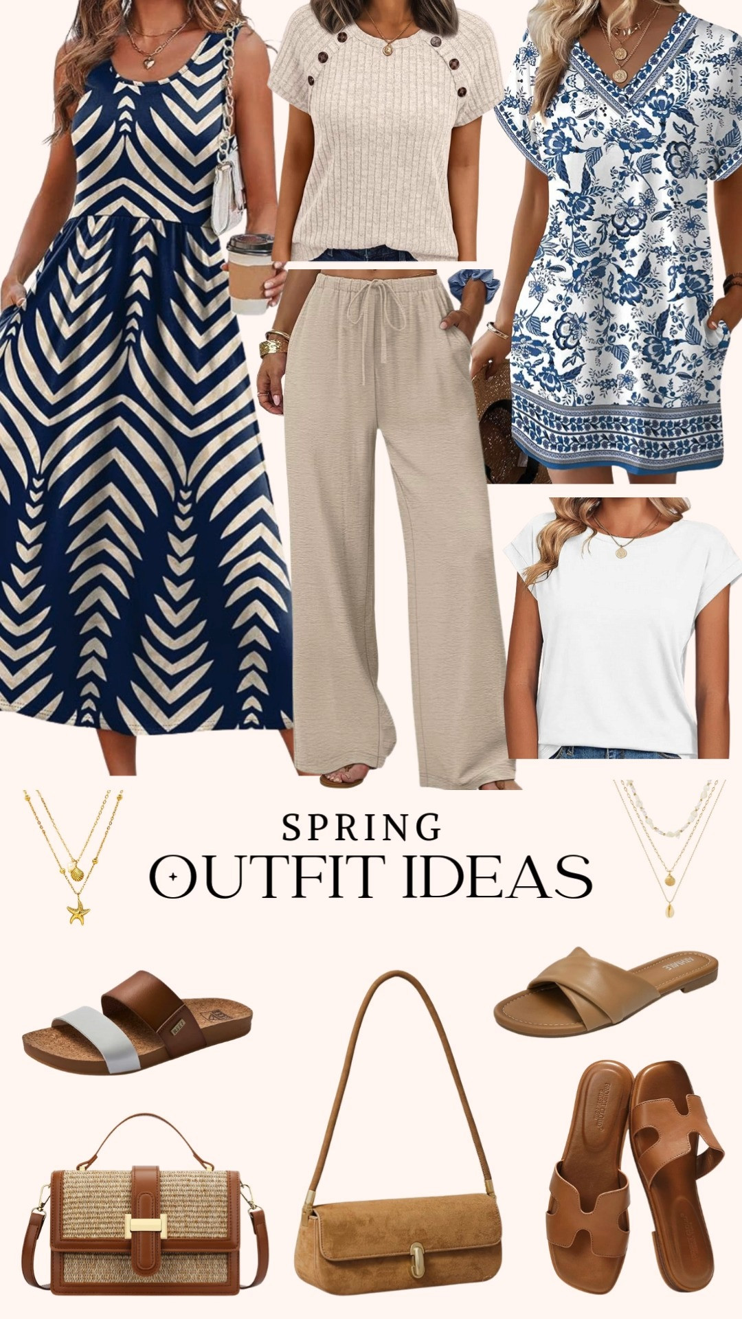 Spring Outfit Ideas From Amazon
Light layers, soft neutrals, and effortless patterns make these pieces perfect for spring days. From breezy dresses and wide leg pants to simple tops, shell necklaces, and woven bags, these Amazon finds work beautifully for everyday wear, travel, and warm weather weekends. Save this for spring outfit inspiration that feels comfortable, classic, and put together ✨ 

 #LTKootd #LTKstorytime #LTKOver40