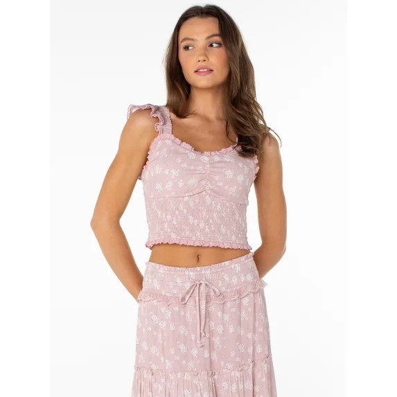 Celebrity Pink Women's Sweetheart Tank Top with Ruffle Straps, Sizes XS-XXXL | Walmart (US)
