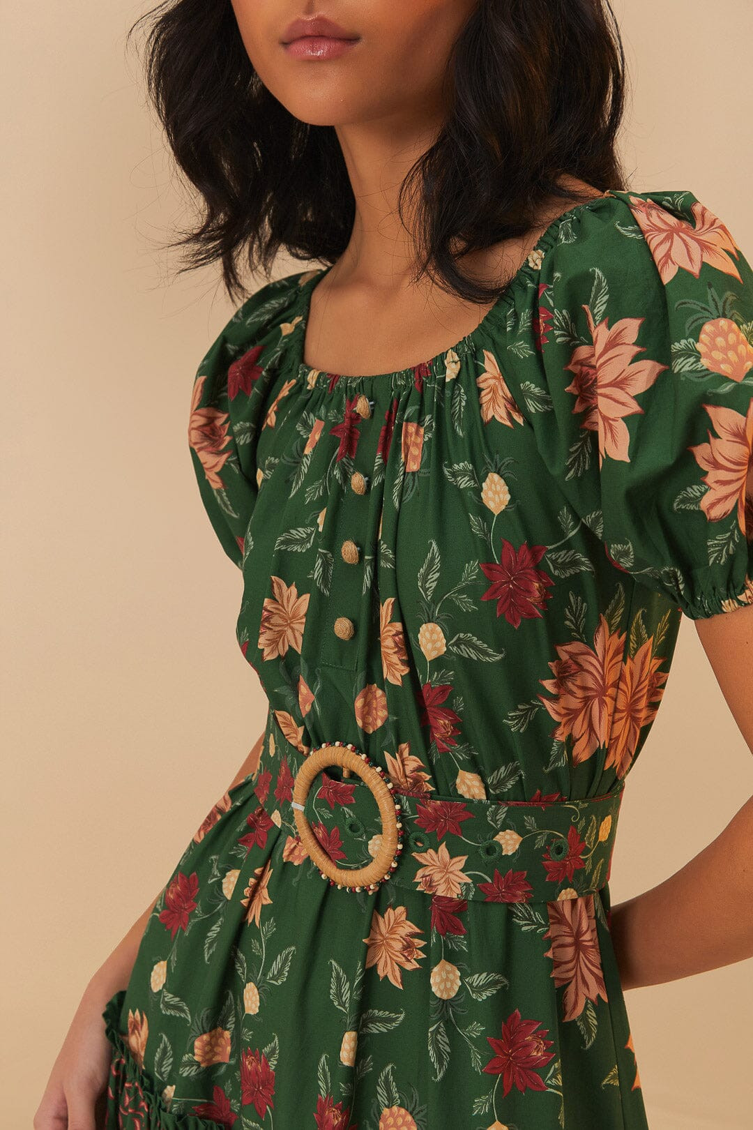 Green Pineapple Garden Organic Cotton Maxi Dress | FarmRio (US)