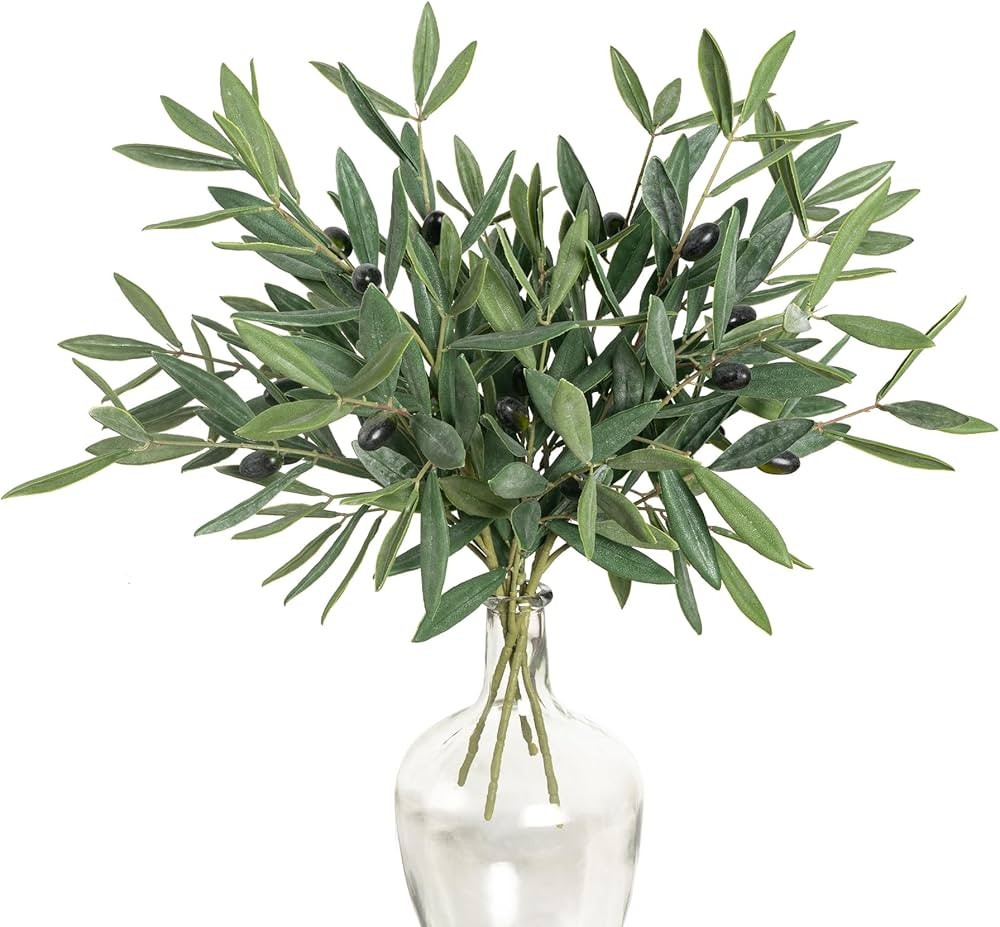 Faux Plants Olive Leaves Stems Artificial Plants Olive Tree Branches for Small Vase Tabletop Gree... | Amazon (US)