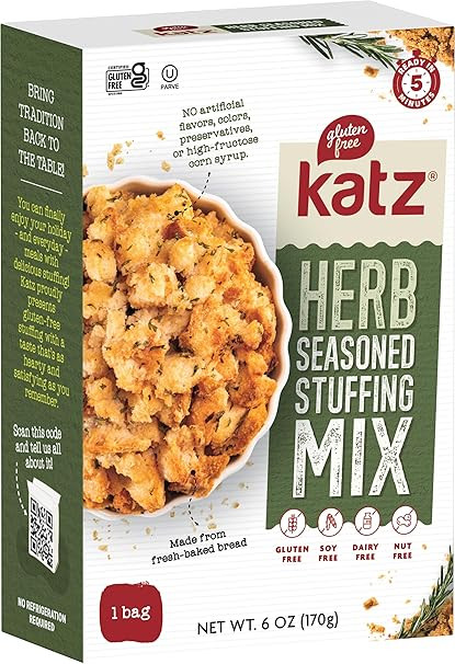 Katz Gluten Free Herb Seasoned Stuffing Mix Perfectly For All Your Holiday And Everyday Cooking N... | Amazon (US)