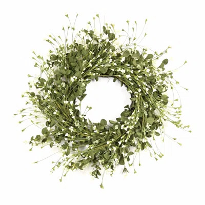 26" Artificial Farmhouse Blossom Cluster Greenery Eucalyptus Spring Summer Wildflower Floral Wrea... | Wayfair North America