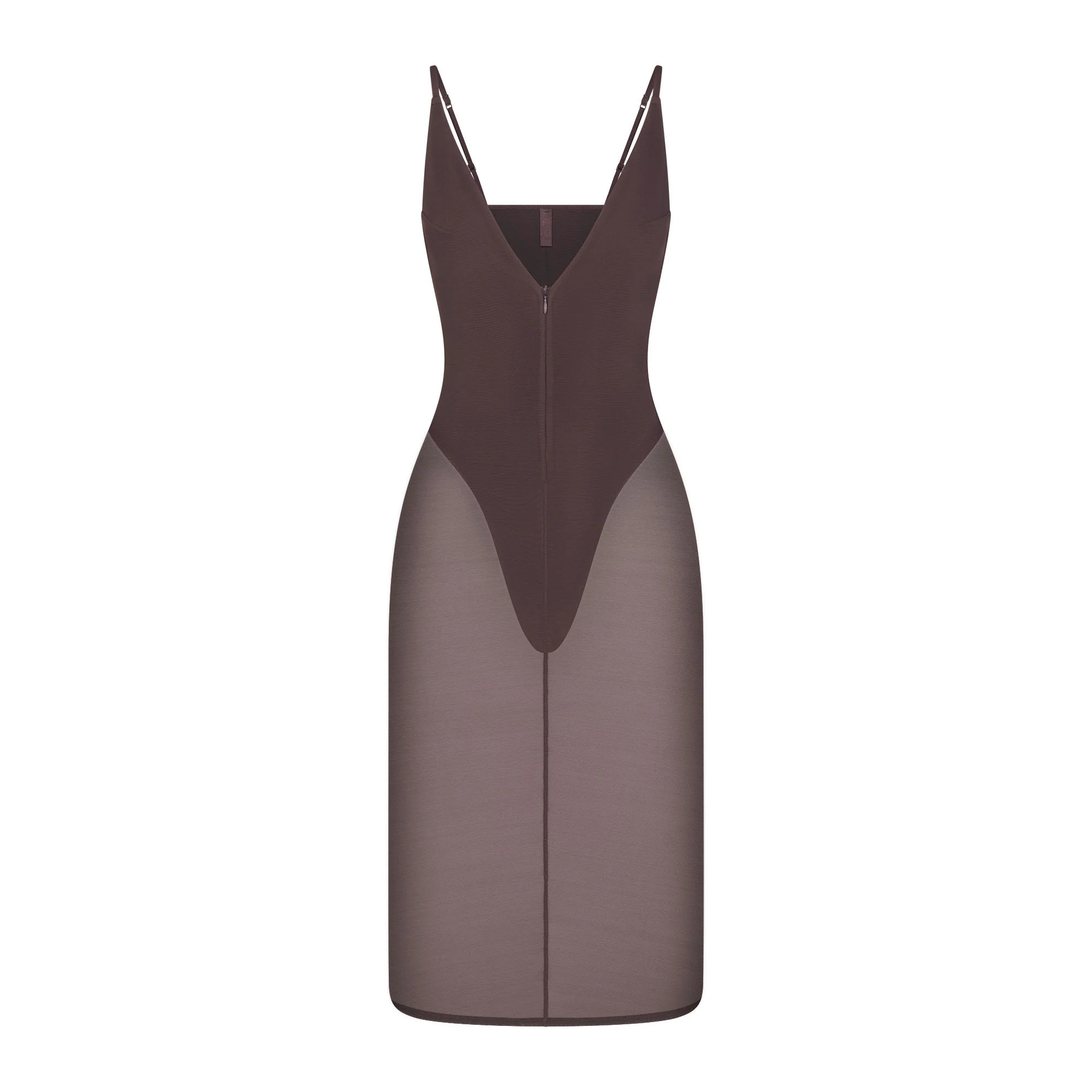 SKIMS BODY MESH PLUNGE MIDI DRESS | RAISIN | SKIMS | SKIMS (US)