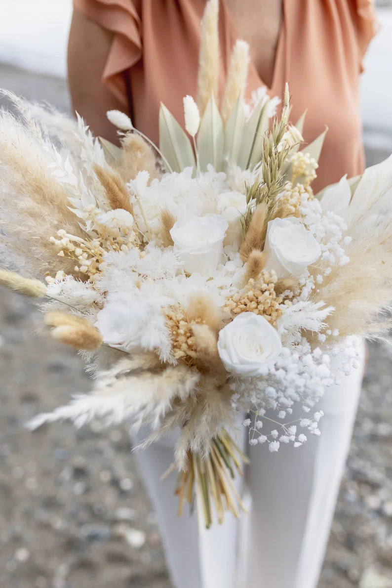 Bridal Bouquet, Wedding Bouquet, Floral Arrangement, Dried Flowers, Pampas Bouquet, Boho Bride | Etsy (US)