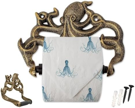 Comfify Decorative Cast Iron Octopus Toilet Paper Holder – Wall Mounted Kraken Bathroom Accesso... | Amazon (US)