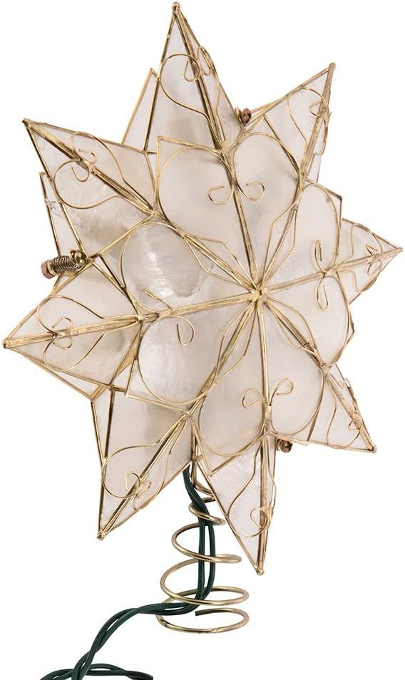 Kurt Adler Indoor 10 Light 8-Point Capiz Star Treetop with Arabesque Decoration | Amazon (US)