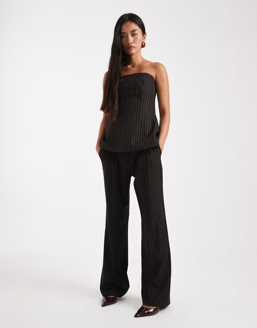 ASOS DESIGN tailored relaxed flare in black pinstripe - part of a set | ASOS (Global)