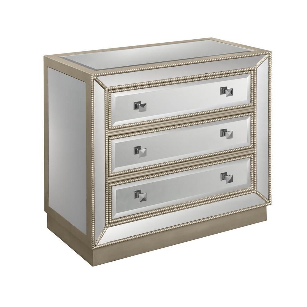 Coast to Coast Estaline Champagne and Mirror 3-Drawer Chest-50706 - The Home Depot | The Home Depot