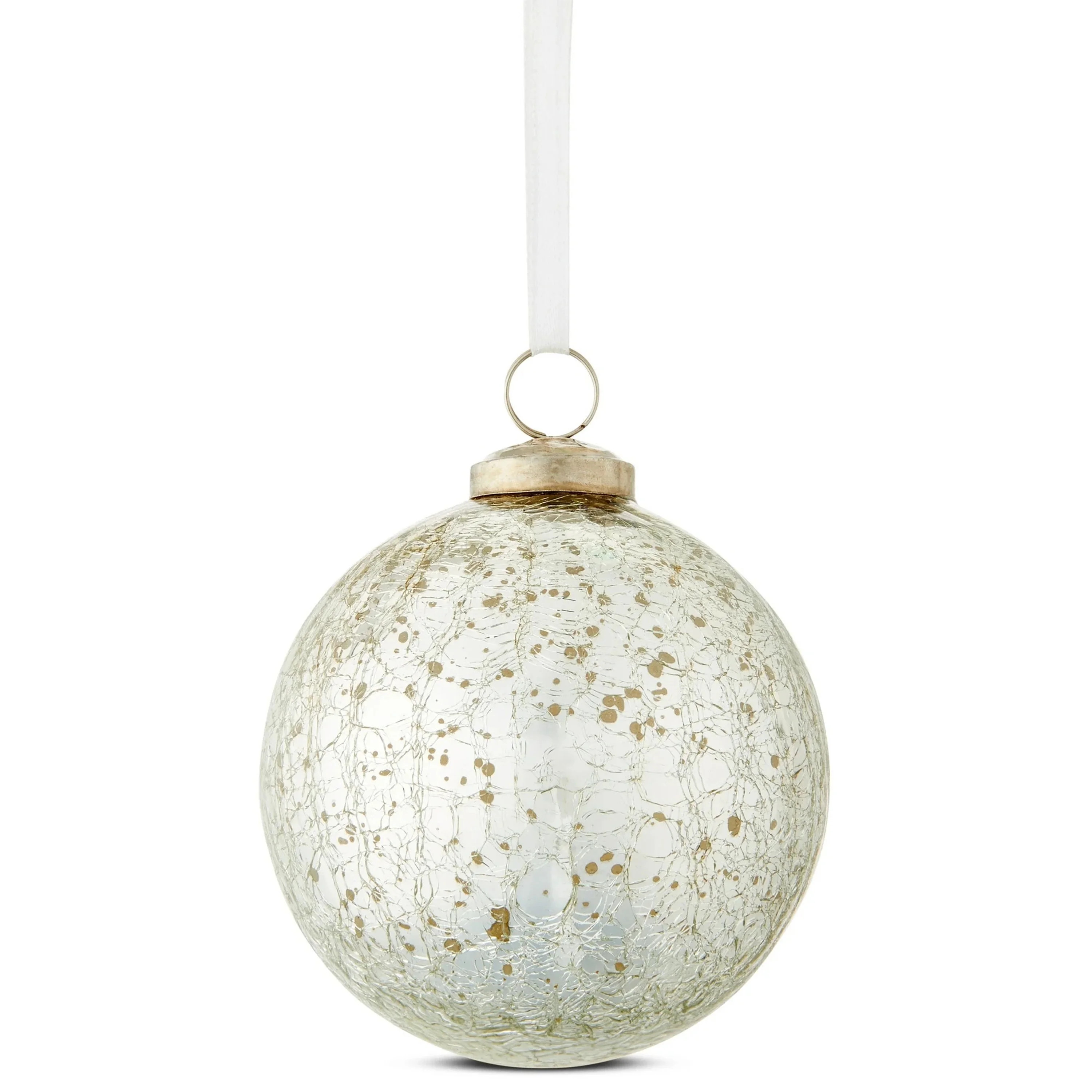 Silver Glass Ball Christmas Ornament with Crackle Gold Finish, 1 Count per Pack, 4 in, by Holiday... | Walmart (CA)