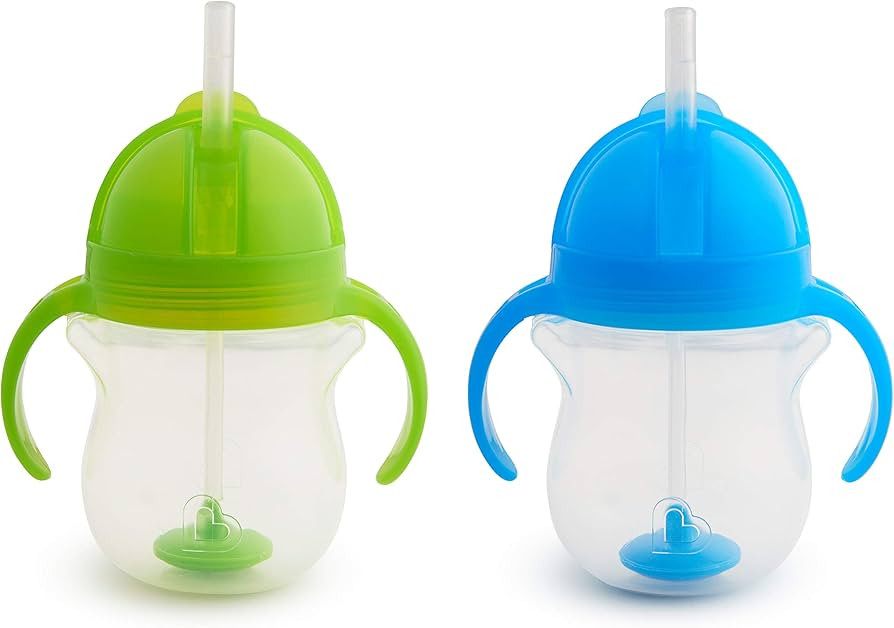 Munchkin Click Lock Weighted Straw Cup, 7 Ounce, Blue/Green, Pack of 2 | Amazon (US)