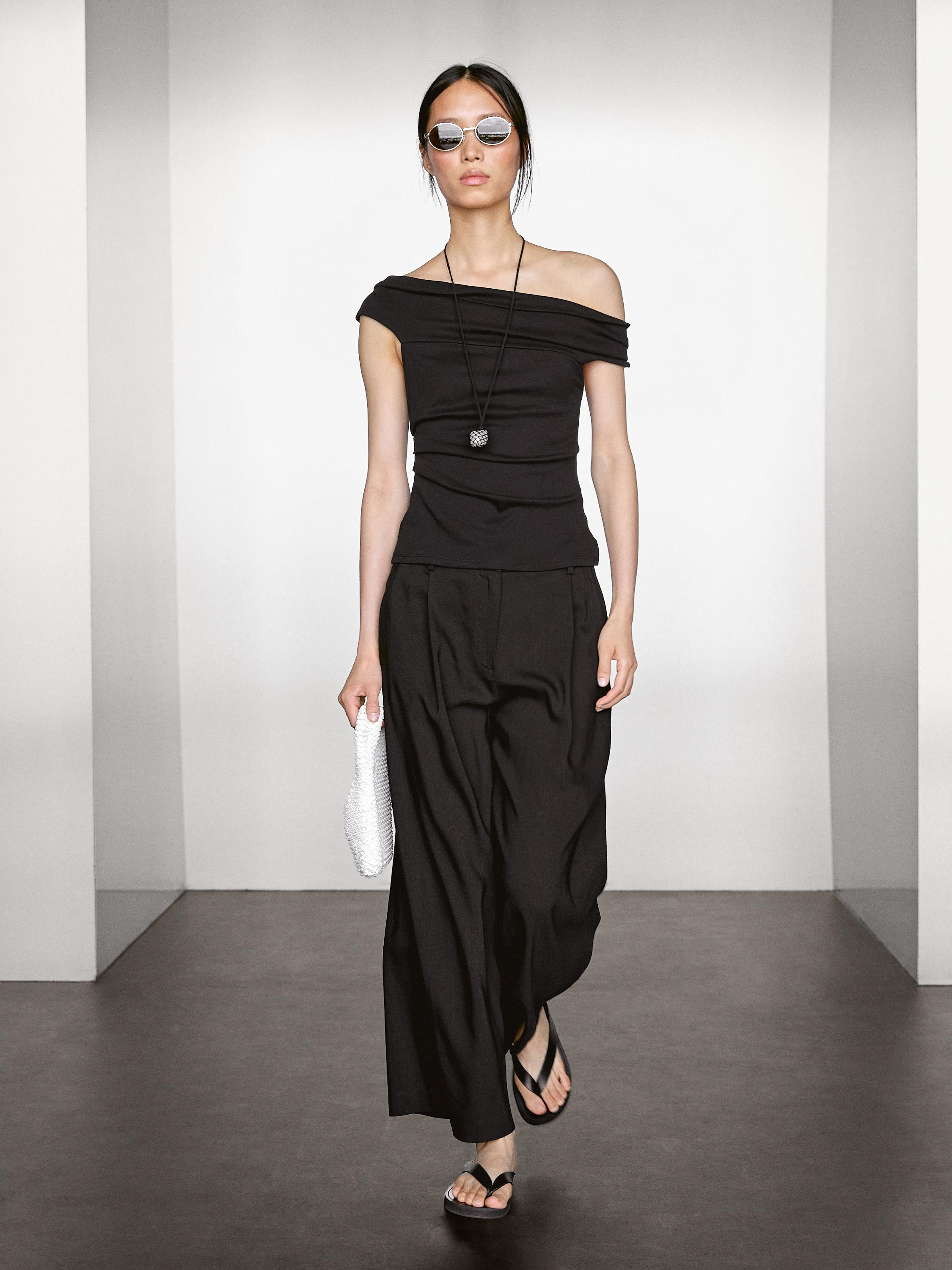 Draped strapless top | Massimo Dutti UK