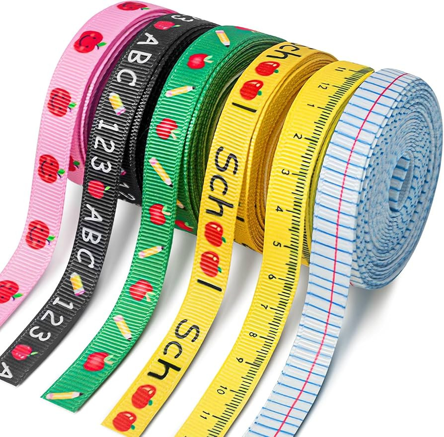 6 PCS Ruler Ribbon Teacher Themed 30 Yards, Back to School Ruler, ABC Ribbon Sewing DIY Crafts Su... | Amazon (US)