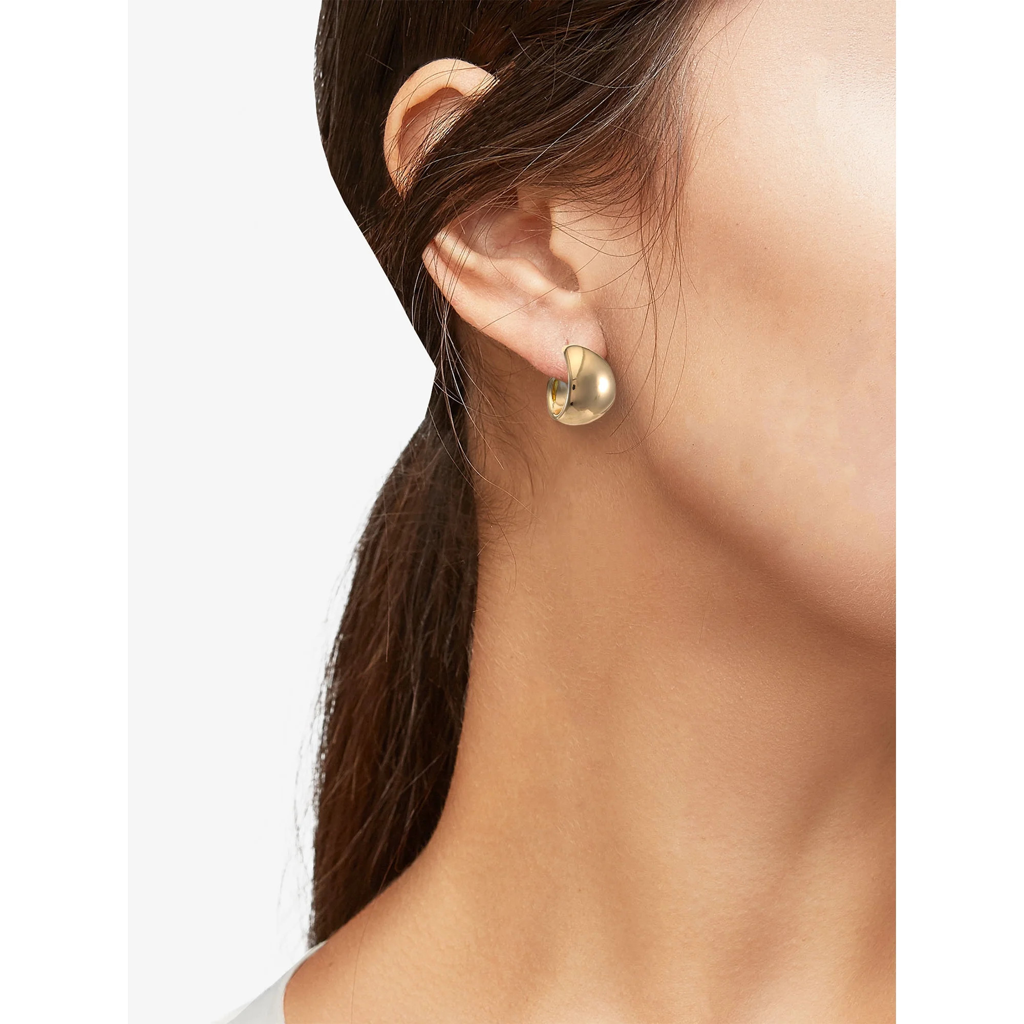 Time and Tru Women’s Thick Gold-Tone Hoop Earrings, 1 Pair | Walmart (US)