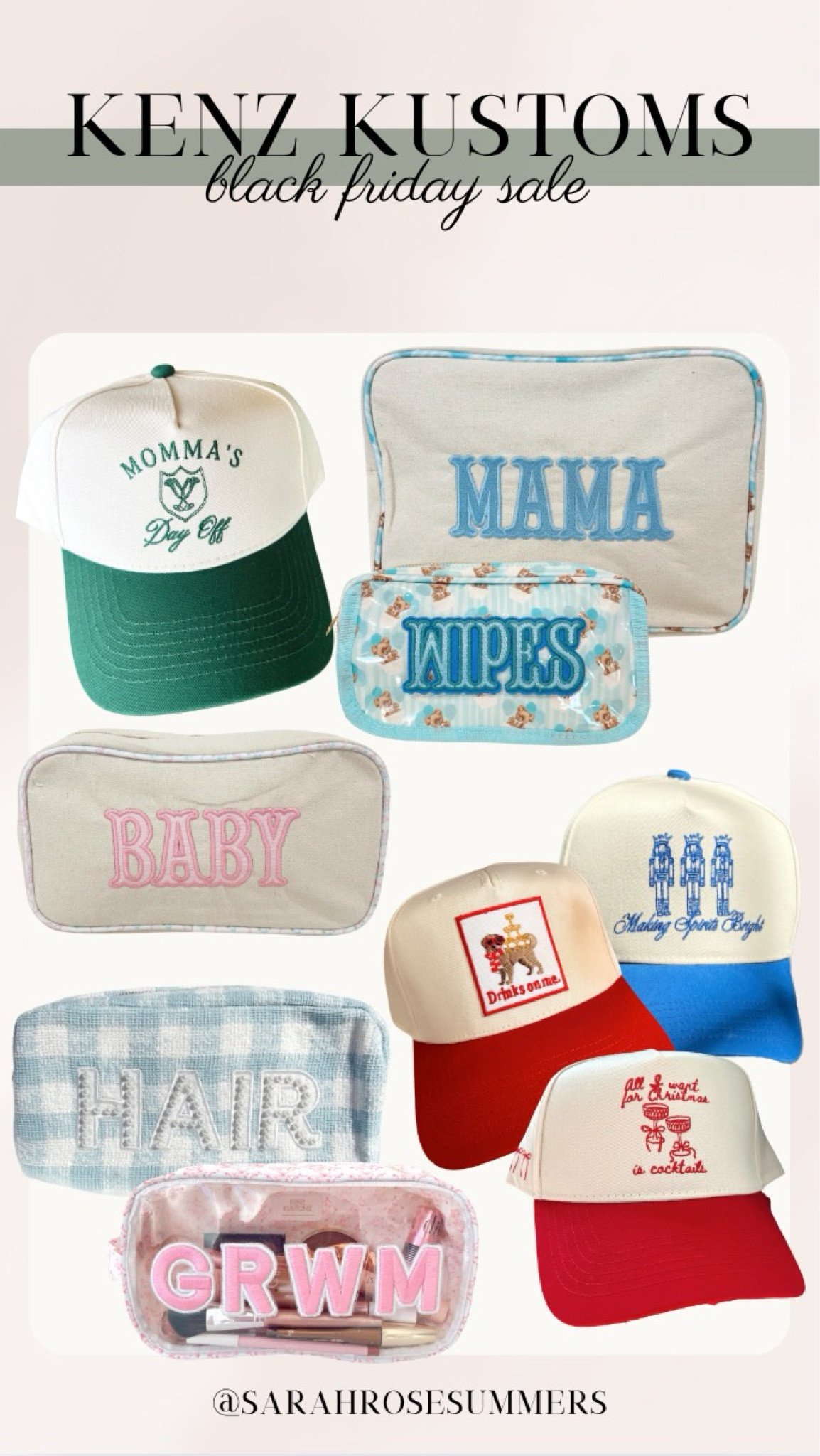 Small Business Saturday. Kenz Custom Black Friday Sale. Travel pouches. Trucker hats. Great gifts for her. 

#LTKSaleAlert #LTKTravel #LTKBaby