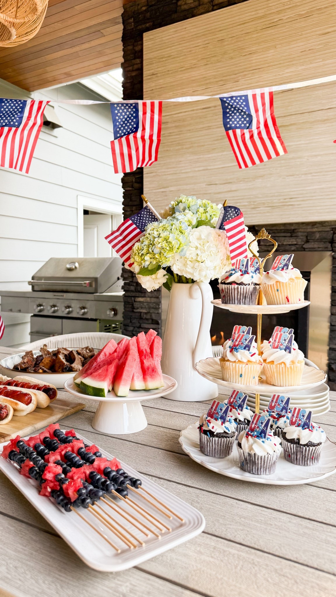 JULY 4TH PARTY SPREAD! 🤩🇺🇸

Bowls, twinkles sprinkles, colored sugar,  July Patriotic Red White and Blue Edible Sprinkles, candy melts, Ceramic cake stand, star cookie cutter, serving bowl, Heinz tomato ketchup, blue corn tortilla chips, cutting board, American flags on stick and banner, outdoor dining table and chairs, outdoor rug, lantern 

#LTKHome #LTKSeasonal #LTKParties