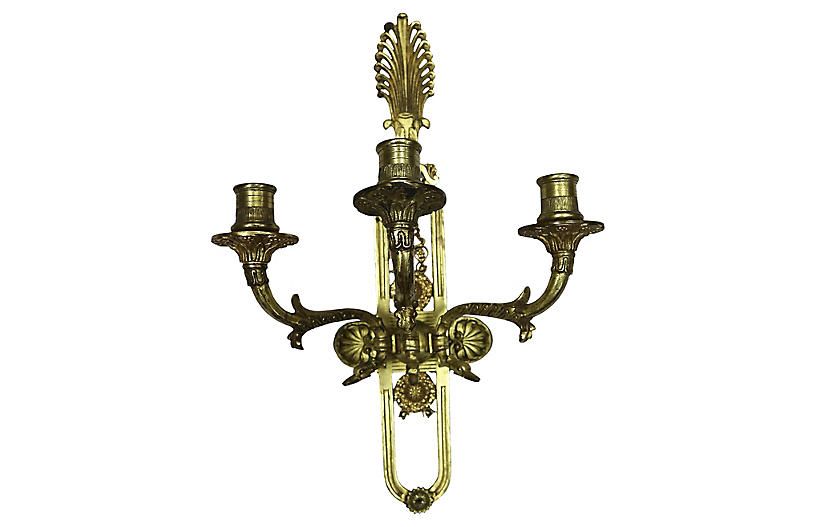 Heavy French Triple Wall Sconce - Rose Victoria | One Kings Lane