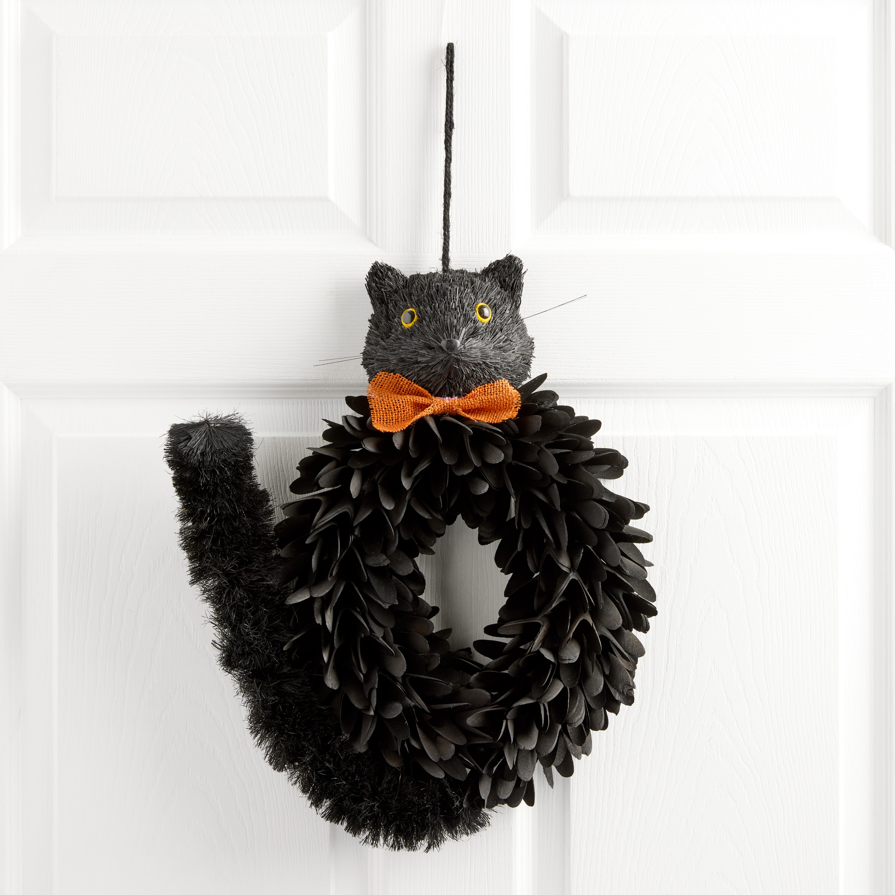 Black Cat Wood Curl Wreath | World Market
